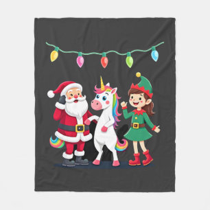 Dabbing Santa Elf Unicorn Christmas Kids Boys Men Fleece Blanket