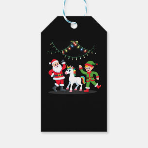 Dabbing Santa Elf Unicorn Christmas Kids Boys Men Gift Tags