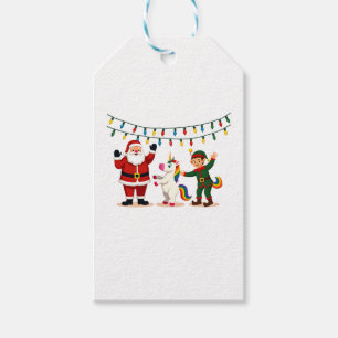 Dabbing Santa Elf Unicorn Christmas Kids Boys Men Gift Tags