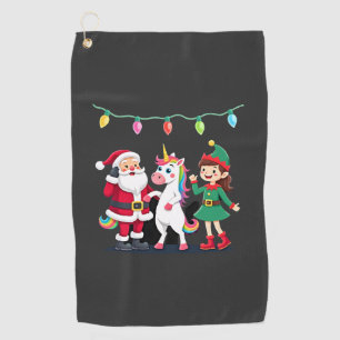Dabbing Santa Elf Unicorn Christmas Kids Boys Men Golf Towel