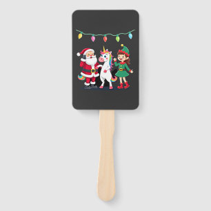 Dabbing Santa Elf Unicorn Christmas Kids Boys Men  Hand Fan