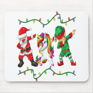 Dabbing Santa Elf Unicorn Christmas Kids Boys Men Mouse Pad