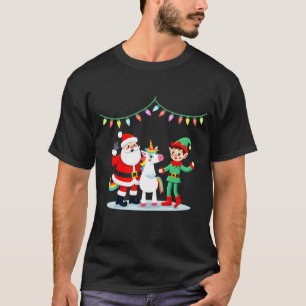 Dabbing Santa Elf Unicorn Christmas Kids Boys Men  T-Shirt