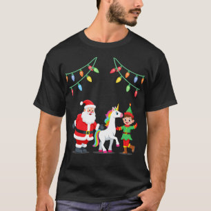 Dabbing Santa Elf Unicorn Christmas Kids Boys Men  T-Shirt