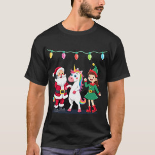 Dabbing Santa Elf Unicorn Christmas Kids Boys Men  T-Shirt