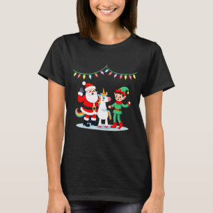 Dabbing Santa Elf Unicorn Christmas Kids Boys Men T-Shirt