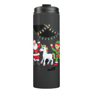 Dabbing Santa Elf Unicorn Christmas Kids Boys Men Thermal Tumbler