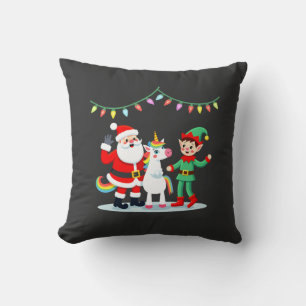 Dabbing Santa Elf Unicorn Christmas Kids Boys Men Throw Pillow