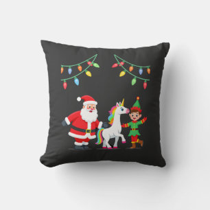 Dabbing Santa Elf Unicorn Christmas Kids Boys Men Throw Pillow