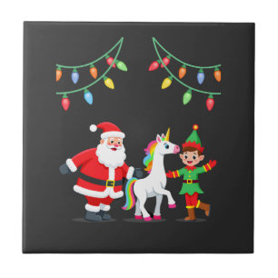 Dabbing Santa Elf Unicorn Christmas Kids Boys Men Tile