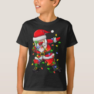 Dabbing Santa  for Boys Girls Christmas Tree Light T-Shirt