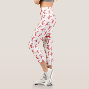 Dabbing Santa Fun Christmas Pattern Capri Leggings