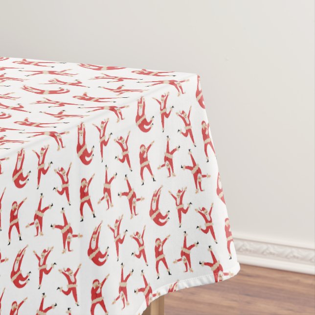 Dabbing Santa Fun Christmas Pattern Tablecloth (In Situ)