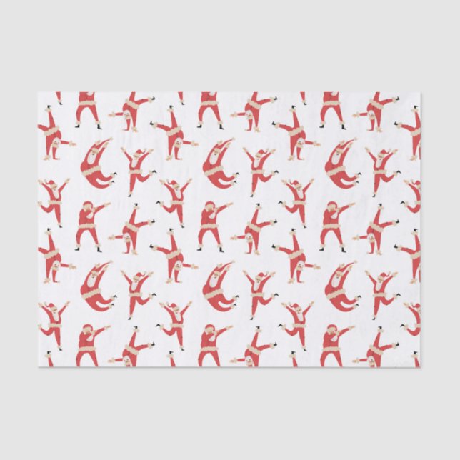 Dabbing Santa Fun Christmas Pattern Tissue Paper (Front)