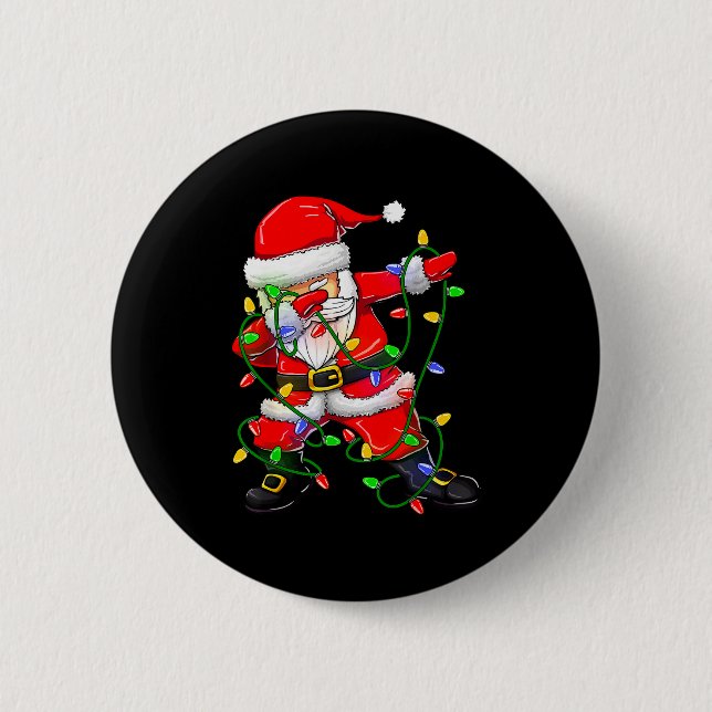 Dabbing Santa Funny Christmas Shirts Women 2024 Bo 2 Inch Round Button (Front)