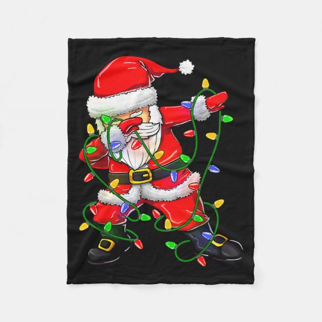 Dabbing Santa Funny Christmas Shirts Women 2024 Bo Fleece Blanket (Front)