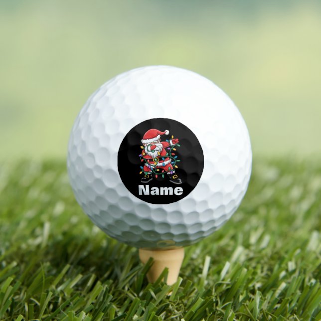 Dabbing Santa Funny Personalized Christmas Gift Golf Balls (Insitu Tee)