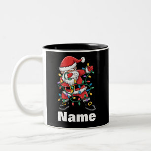 Dabbing Santa Funny Personalized Christmas Gift Two-Tone Coffee Mug