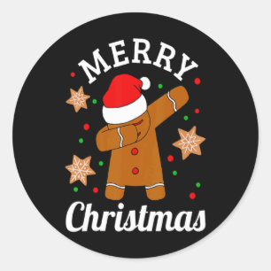 Dabbing Santa Hat Gingerbread Man Xmas For Girls T Classic Round Sticker