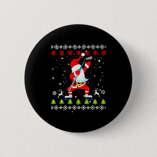 Dabbing Santa Hockey Ugly Christmas Sweater Xmas  2 Inch Round Button