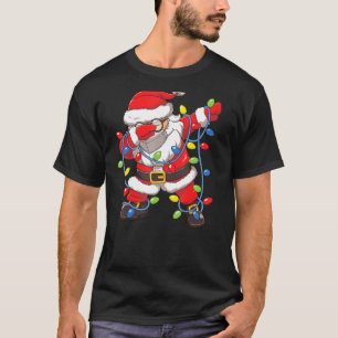 Dabbing Santa In Face Mask Girls Boys Christmas Tr T-Shirt