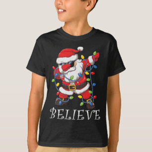 Dabbing Santa In Sunglasses Believe Christmas Tree T-Shirt