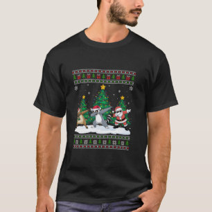 Dabbing Santa Reindeer Lemur Tree Lights Ugly Xmas T-Shirt