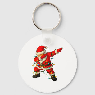 Dabbing Santa Shirt Xmas Lights Girls Boys Kids Ch Keychain