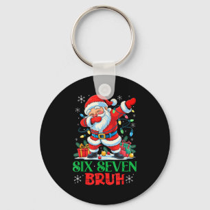 Dabbing Santa Six Seven Bruh Funny Christmas 6 7 M Keychain
