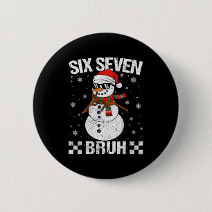 Dabbing Santa Snowman 6 7 Meme Christmas Six Seven 2 Inch Round Button
