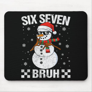 Dabbing Santa Snowman 6 7 Meme Christmas Six Seven Mouse Pad