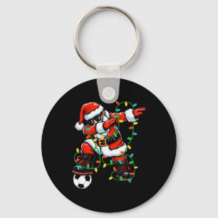 Dabbing Santa Soccer Christmas Lights Xmas Soccer  Keychain