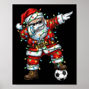 Dabbing Santa Soccer Christmas Pyjamas Boys Kids M Poster