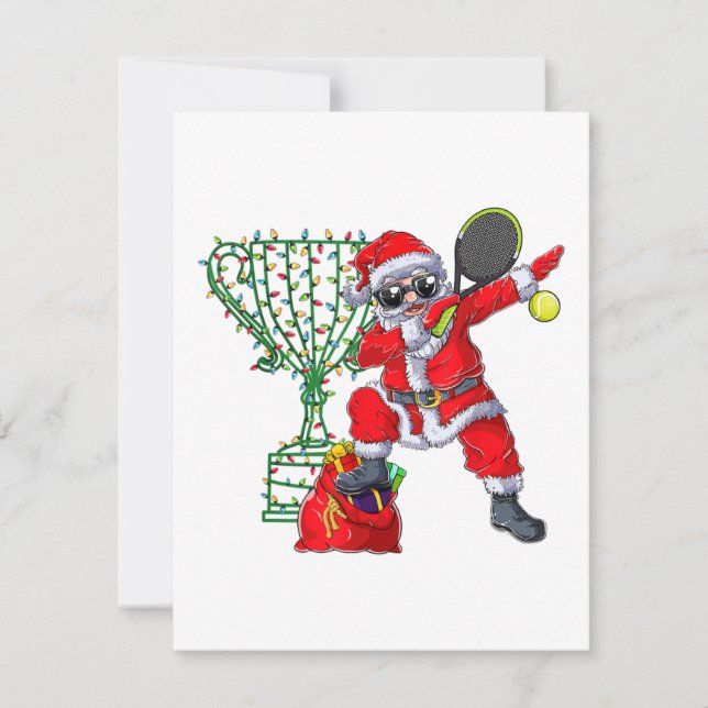dabbing santa tennis christmas xmas gift men invitation (Front)