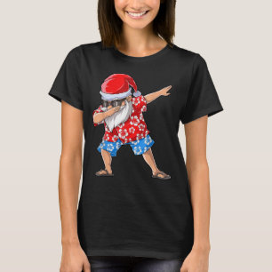 Dabbing Santa Tropical Island Christmas Hawaiian X T-Shirt
