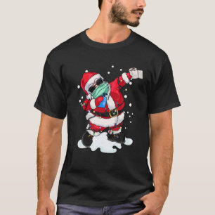 Dabbing Santa Wearing Mask Christmas Tree Lights P T-Shirt