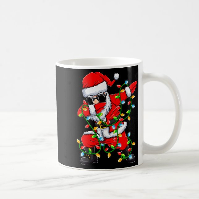 Dabbing Santa Xmas Lights Girls Boys Kids Christma Coffee Mug (Right)