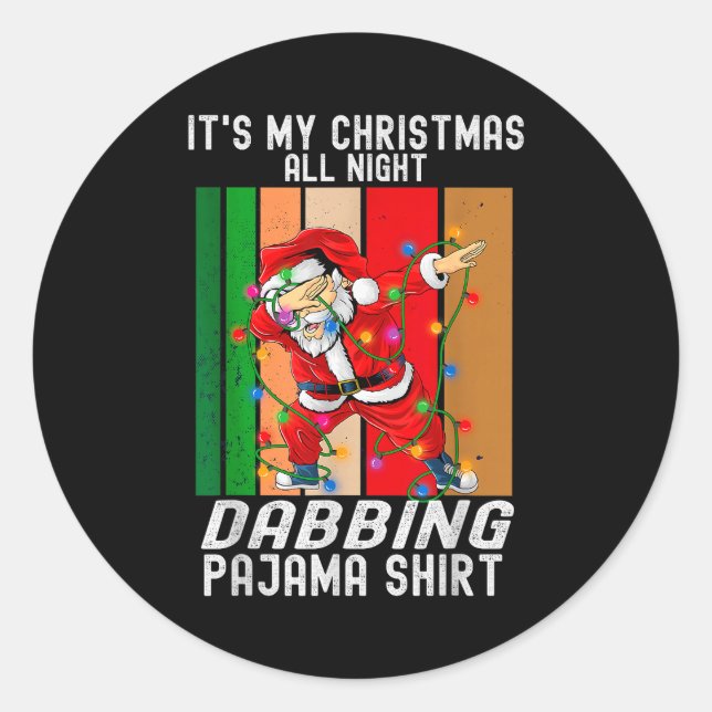Dabbing Santaclaus All Christmas Night Dab Dance  Classic Round Sticker (Front)