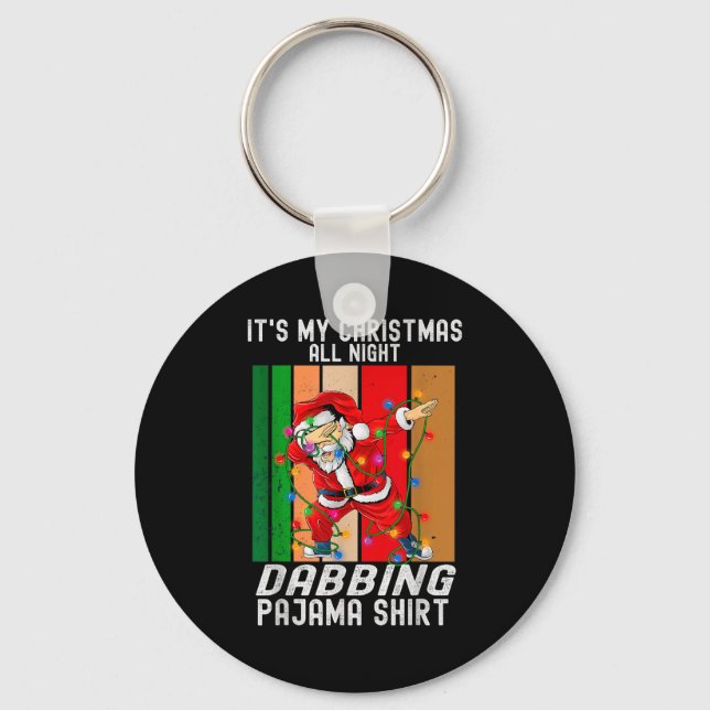 Dabbing Santaclaus All Christmas Night Dab Dance  Keychain (Front)
