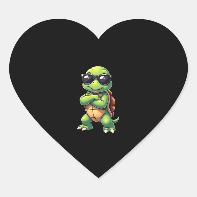 Dabbing Sea Turtle Animal Lover Save The Turtles ( Heart Sticker (Front)