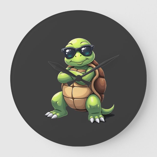 Dabbing Sea Turtle Animal Lover Save The Turtles ( Large Clock (Front)