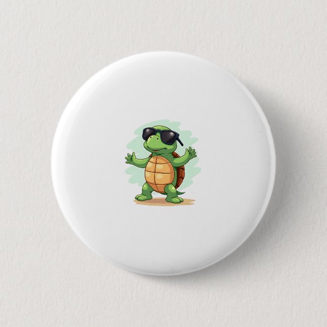 Dabbing Sea Turtle Animal Lover Save The Turtles T 2 Inch Round Button (Front)