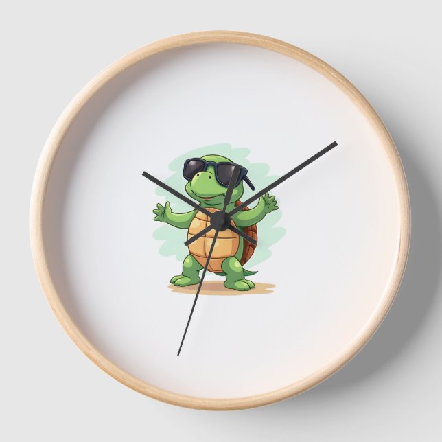 Dabbing Sea Turtle Animal Lover Save The Turtles T Clock (Front)