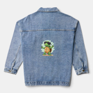 Dabbing Sea Turtle Animal Lover Save The Turtles T Denim Jacket