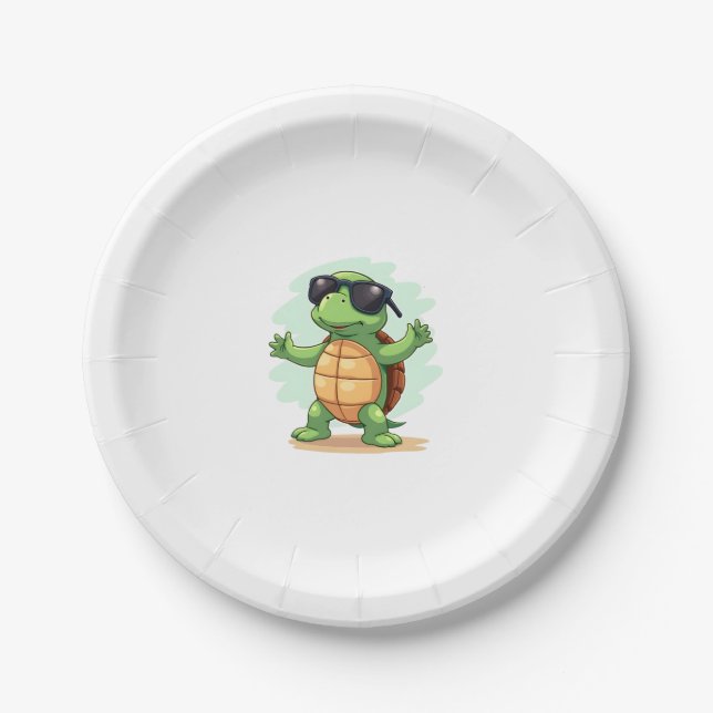 Dabbing Sea Turtle Animal Lover Save The Turtles T Paper Plate (Front)
