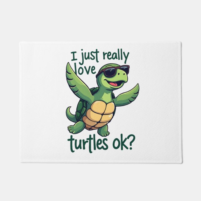 Dabbing Sea Turtle I Just Really Love Turtles Ok_  Doormat (Front)