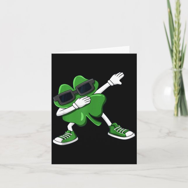 Dabbing Shamrock St Patrick's Day Funny Boys Girls Card (Front)