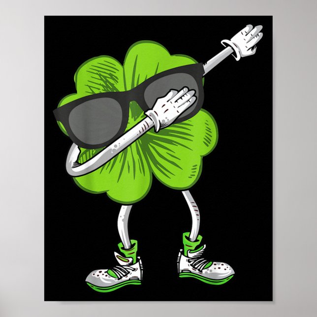 Dabbing Shamrock St Patrick's Day Funny Irish Boys Poster (Front)