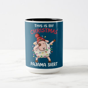 Dabbing Sheep This Is My Christmas Pajama Xmas Two-Tone Coffee Mug