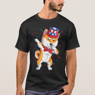 Dabbing Shiba Inu 4th Of July Men Women Usa Americ T-Shirt